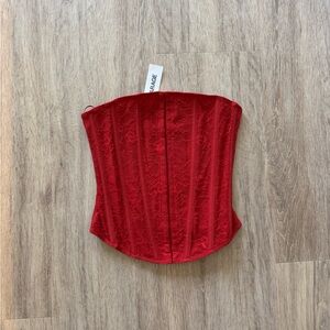 GARAGE Red Lace Corset Top NWT